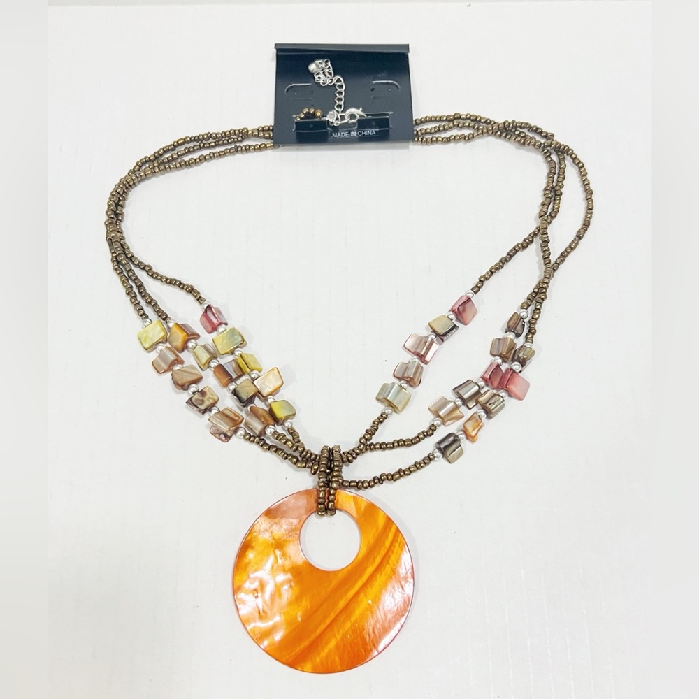 New Butterscotch Orange Jewelry Multi Strand Beade Necklace